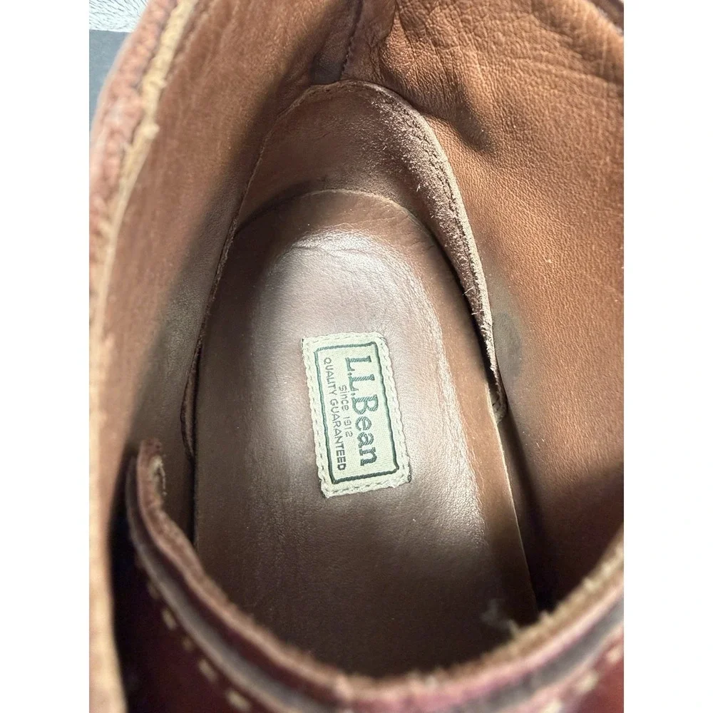 LL Bean Chukka Leather Casual Ankle Boots Men's 12 Wide 3 Eyelets Chestnut